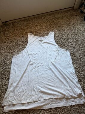 GAP Women's White Ribbed Tank with Chest Pocket